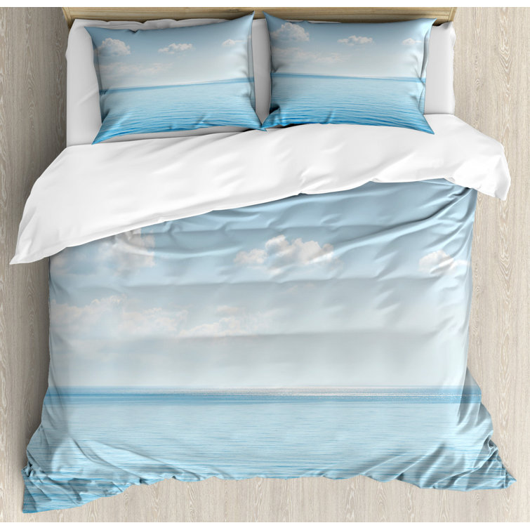 East Urban Home Sea Blue Microfiber Coastal 2 Piece Duvet Cover Set